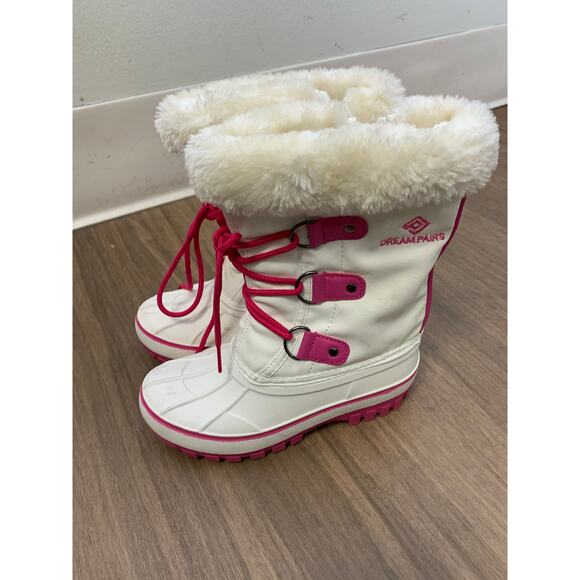 Girls Dream Pairs Pink Fuzzy Snow Boots Childrens Sz 13 - Picture 2 of 5
